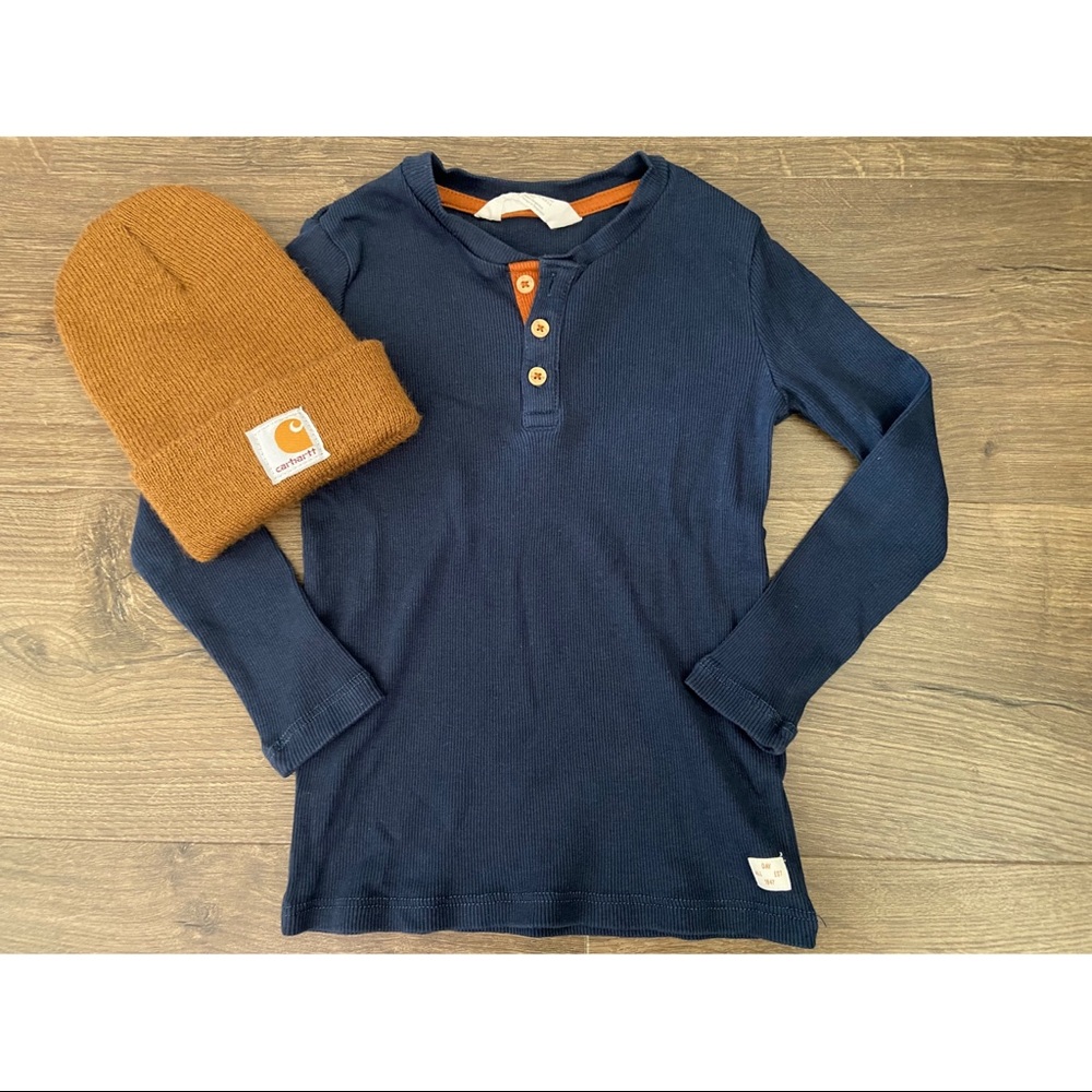 H&M | Ribbed Cotton Henley Shirt